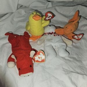 Ty Stuffed Animals Set - Red, Yellow, White, Orange